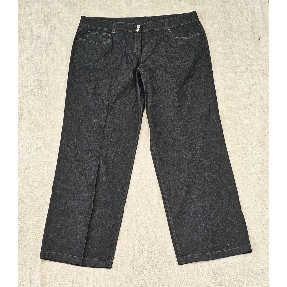 EUC Eileen Fisher Women's XL Cotton Stretch Denim Grey Mid-Rise Trouser Jeans